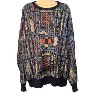 Vintage Sansabelt Designer Collection 1X Abstract Geometric Pattern Sweater Wool